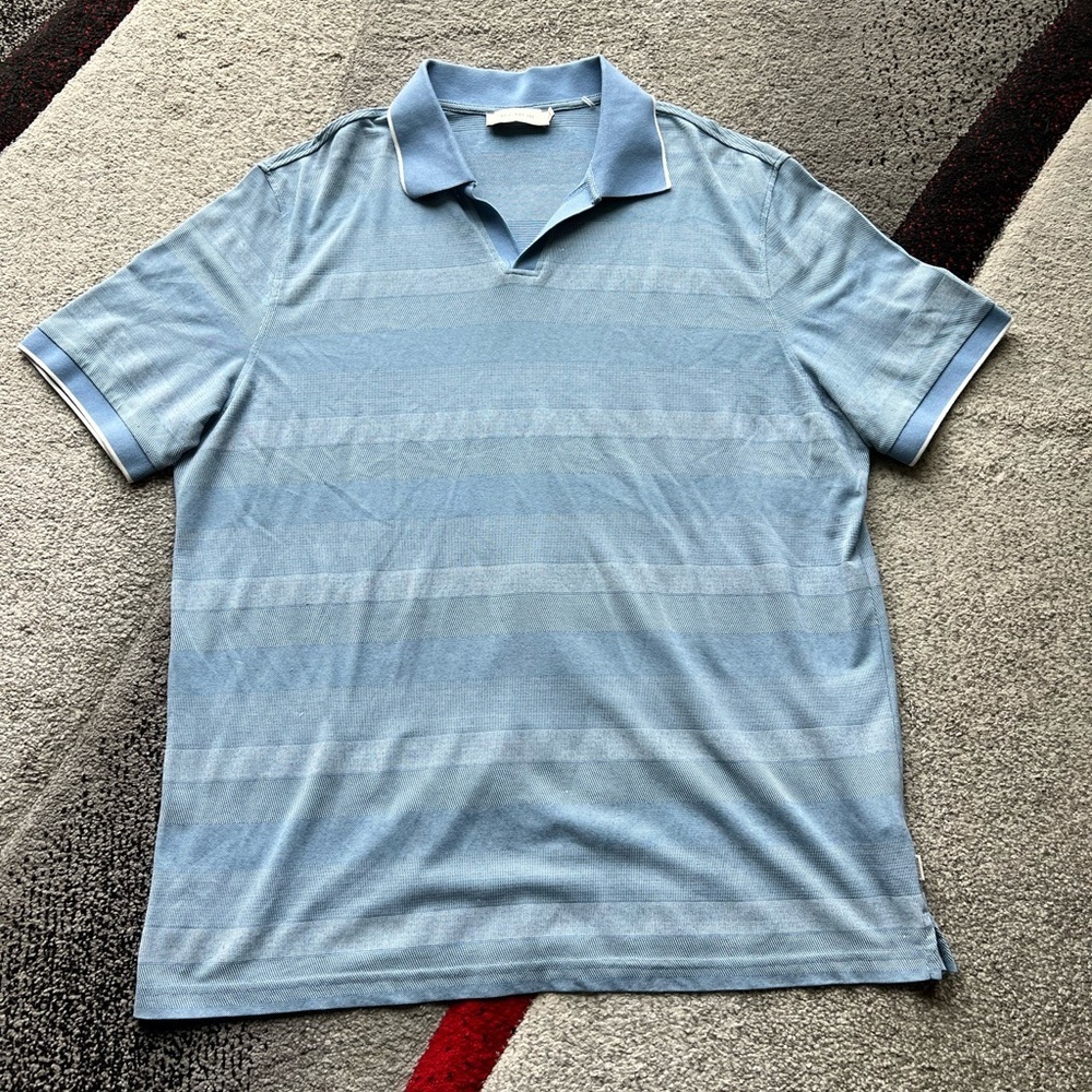 Bugatchi Light Blue V Neck Polo Shirt